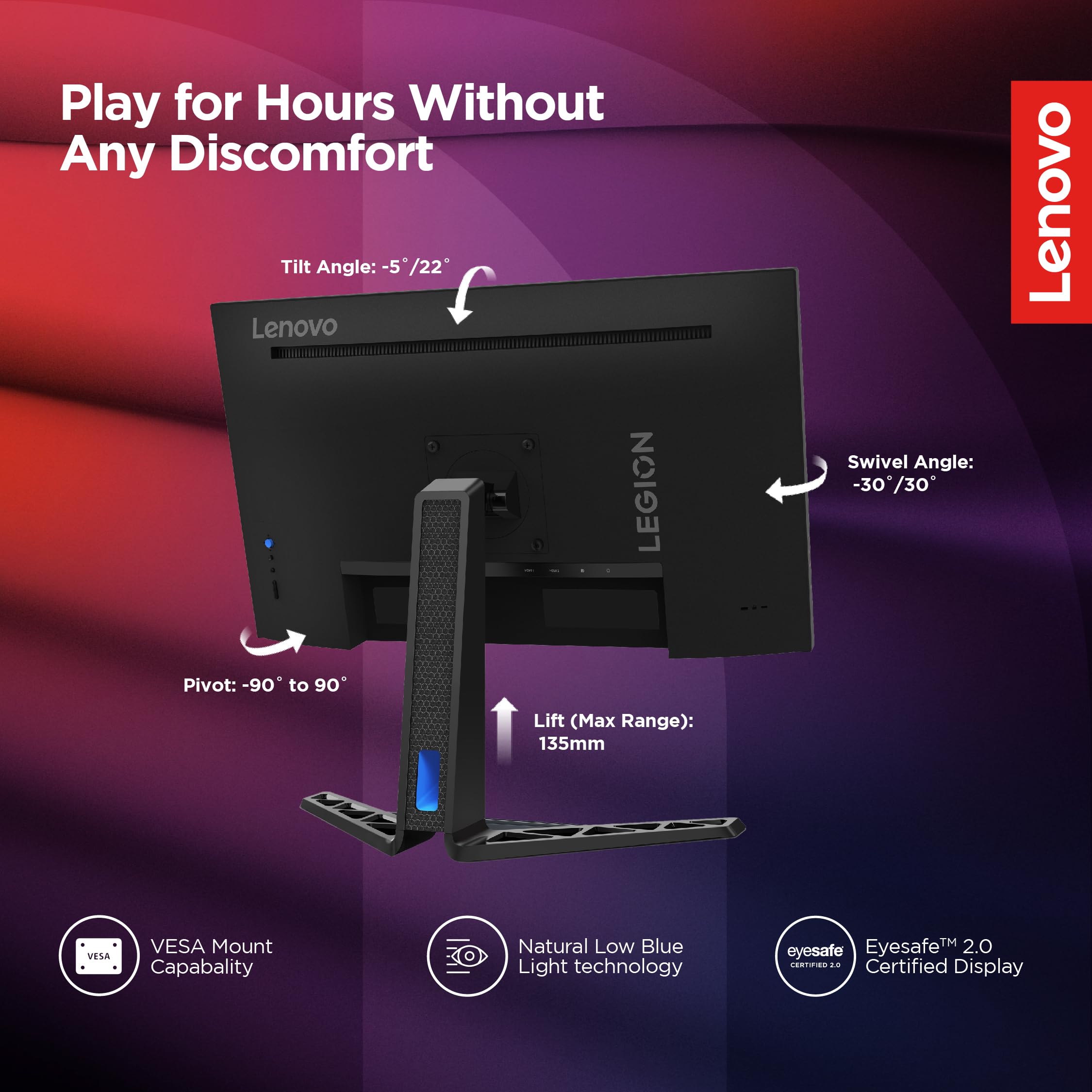Lenovo legion ゲーミングモニター R27i-30 27インチ Lenovo Legion R27i-30 | 27 Inch (68.5cm) 165Hz LED Gaming Monitor